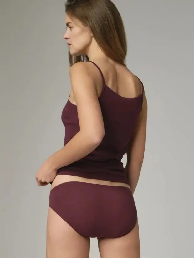 100% Burgundy Fair-trade Organic Cotton Mini Panty by Comazo