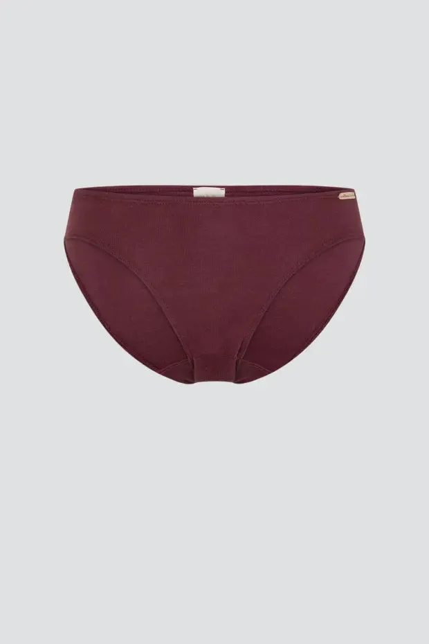 100% Burgundy Fair-trade Organic Cotton Mini Panty by Comazo