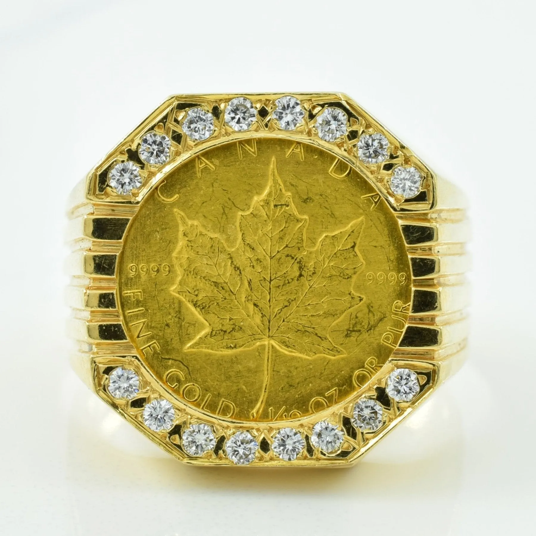 1/10oz Gold Maple & Diamond Ring | 0.32ctw | SZ 9.5 |