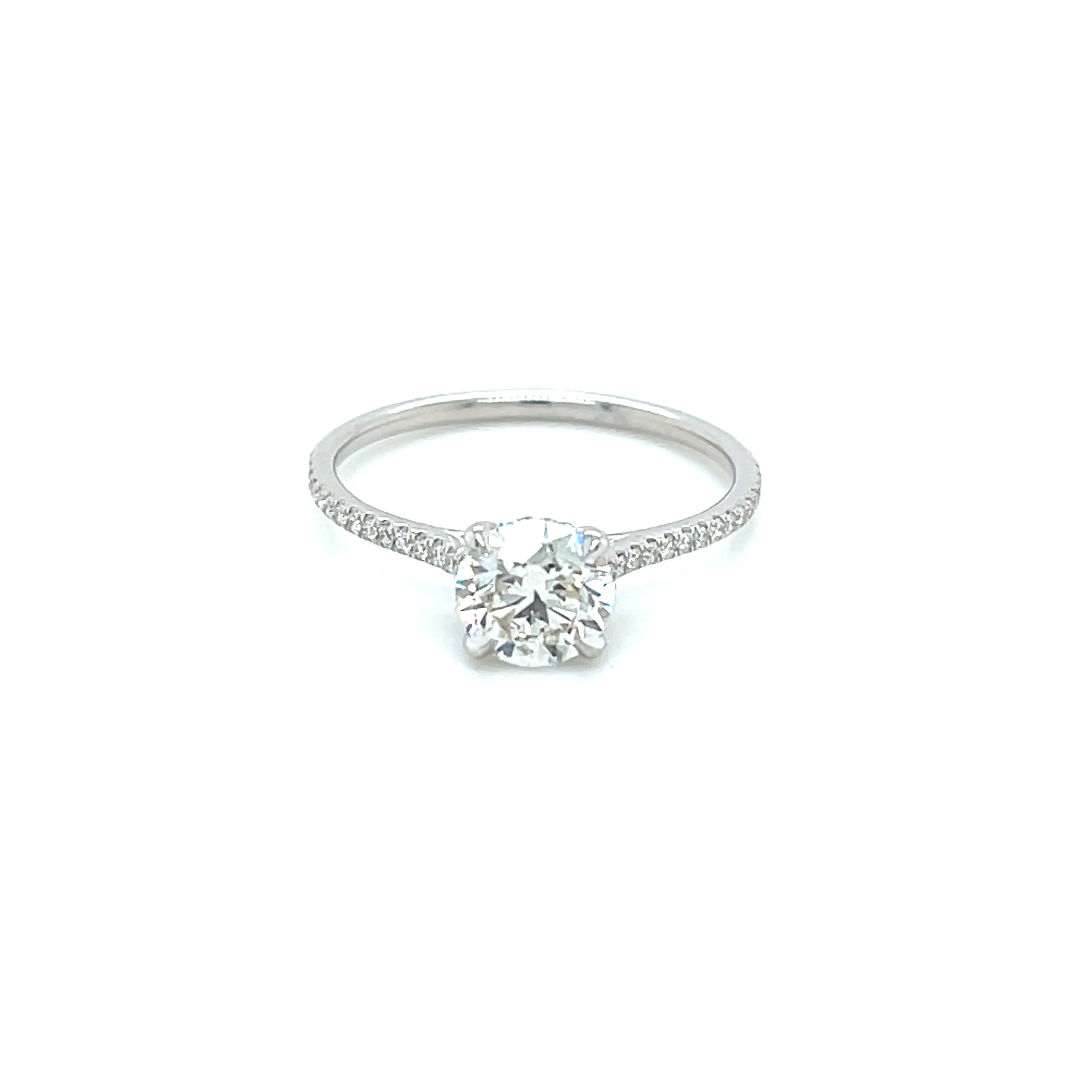 14k White Gold .91ct Round Brilliant Cut Diamond Pave Ring