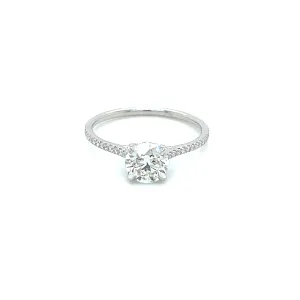 14k White Gold .91ct Round Brilliant Cut Diamond Pave Ring