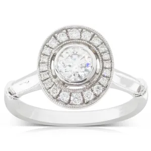 18ct White Gold .50ct Diamond Halo Ring