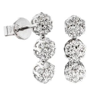 18ct White Gold Diamond Cluster Earrings