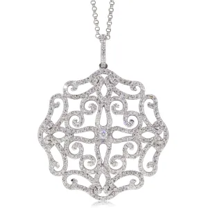 18ct White Gold Diamond Filigree Pendant