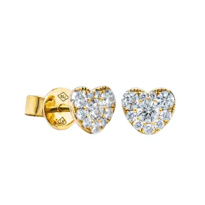 18ct Yellow Gold Diamond Heart Studs