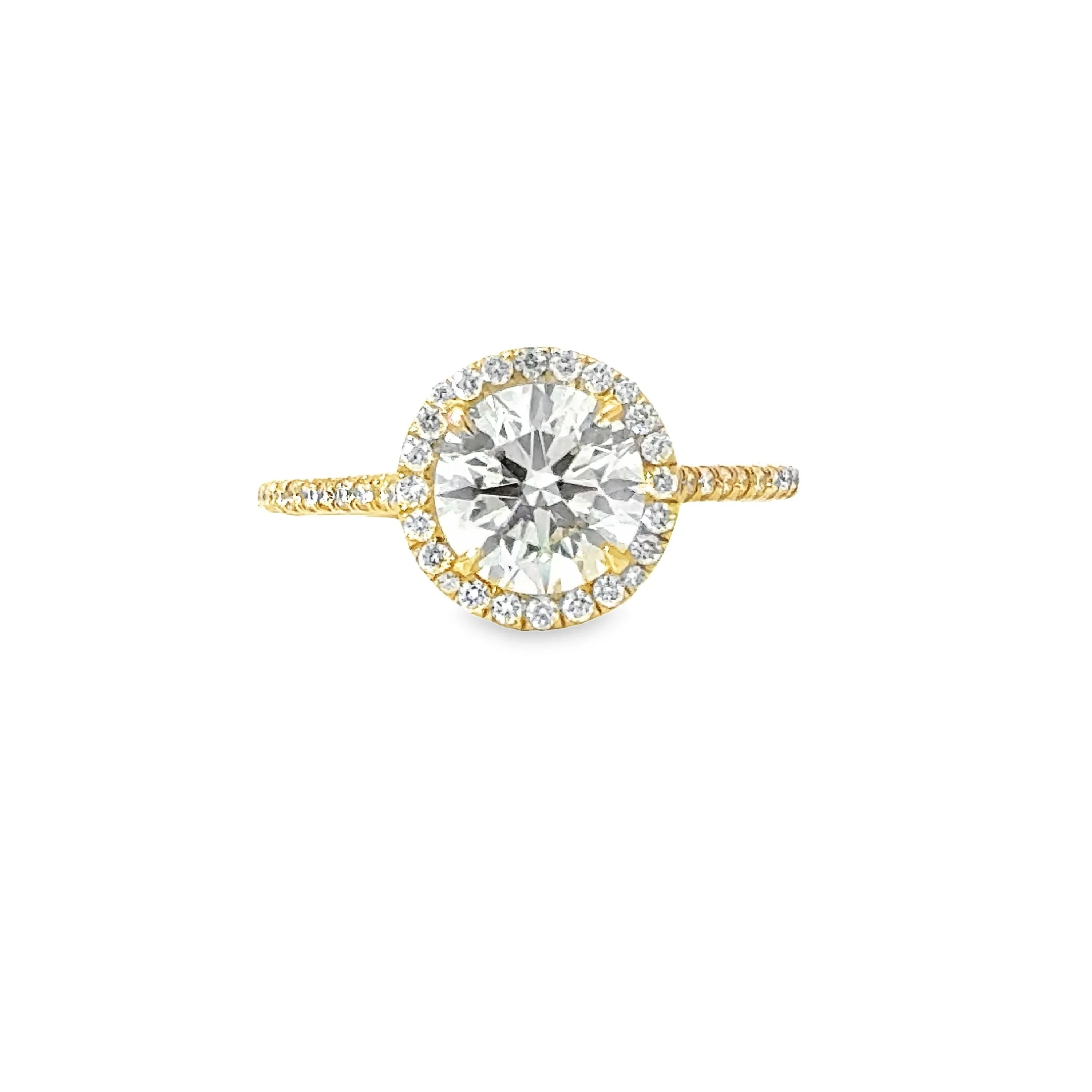 18k Yellow Gold 1.51ct Round Brilliant Cut Diamond Ultra Thin Pave Ring