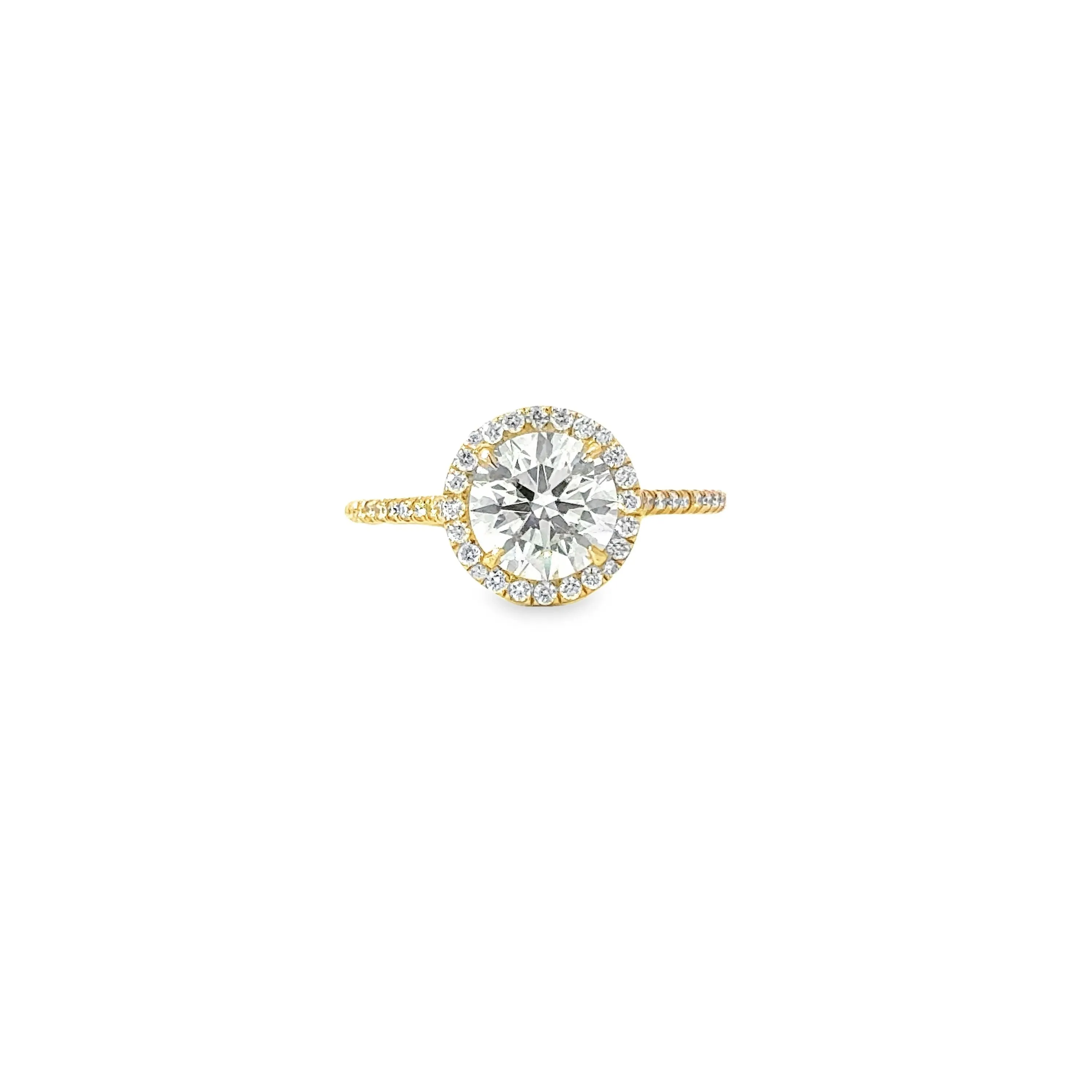 18k Yellow Gold 1.51ct Round Brilliant Cut Diamond Ultra Thin Pave Ring