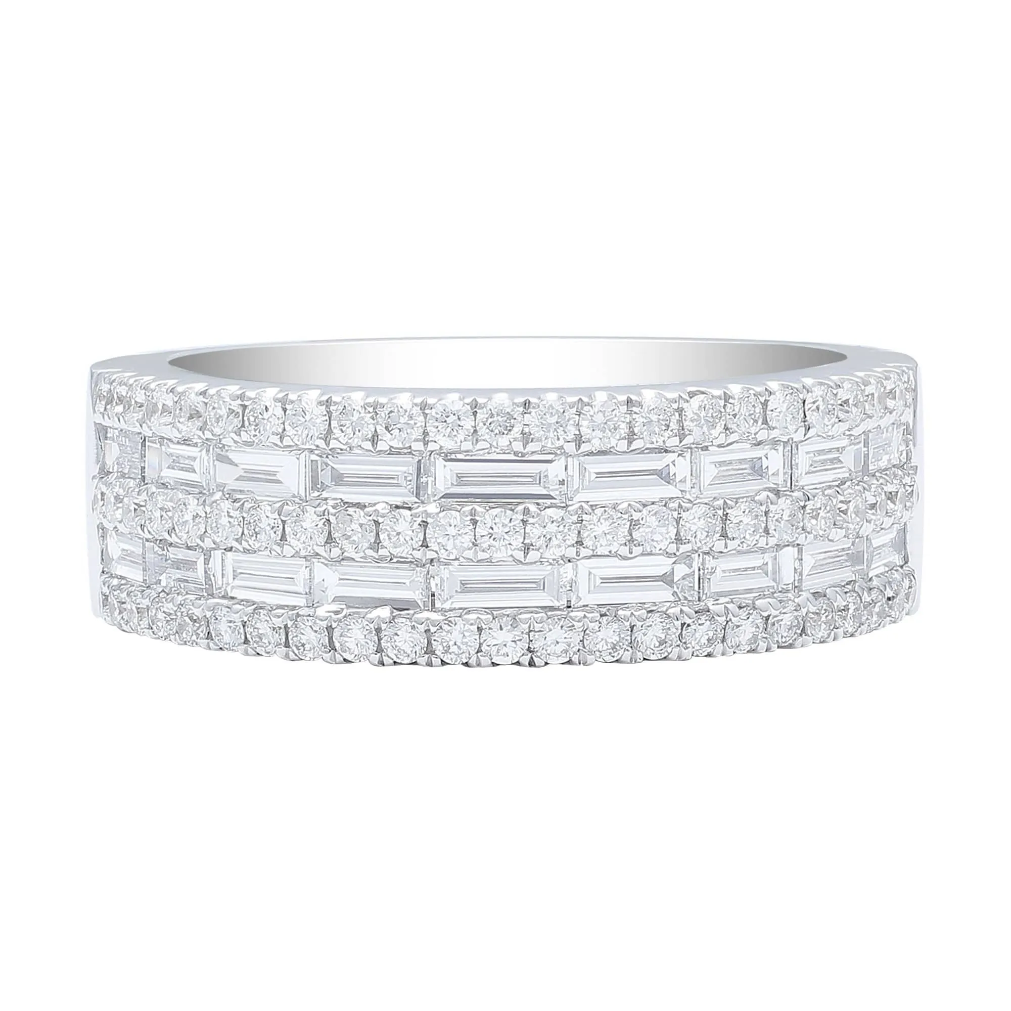 18kt White Gold Round Brilliant & Baguette Diamond Band