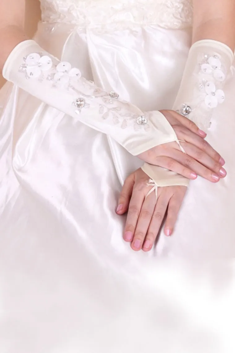 2024 Elastic Satin Elbow Length Bridal Gloves #ST0096