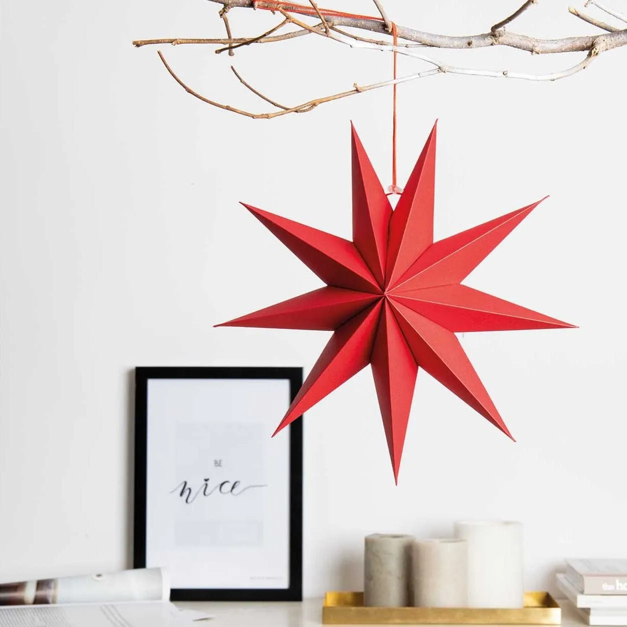 28cm Scandinavian Star Decoration - Matte Red