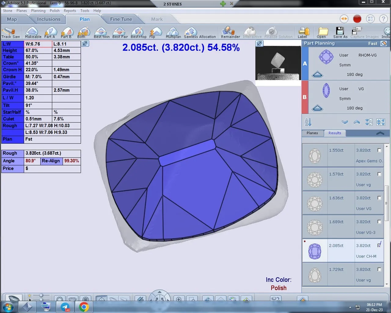 3.75ct SI1 C1 Pre-Cut Canadian Champagne Diamond 24202