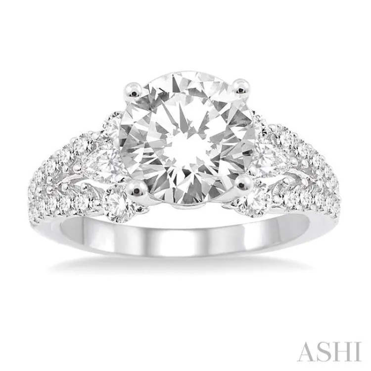 7/8 Ctw Diamond Semi-Mount Engagement Ring in 14K White Gold