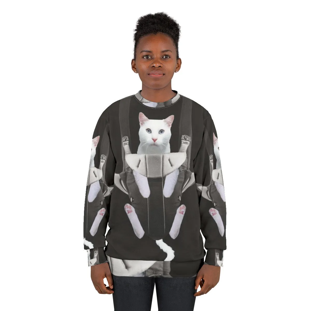 Adorable Cat in Baby Carrier Sweatshirt - Unique Cat Lover Gift