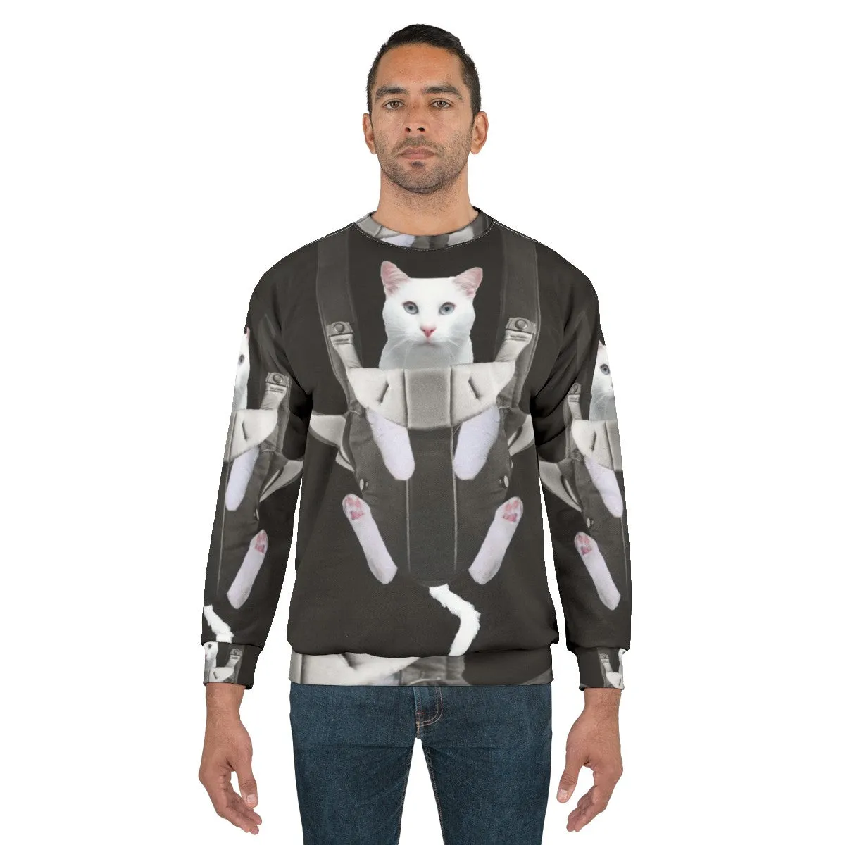 Adorable Cat in Baby Carrier Sweatshirt - Unique Cat Lover Gift