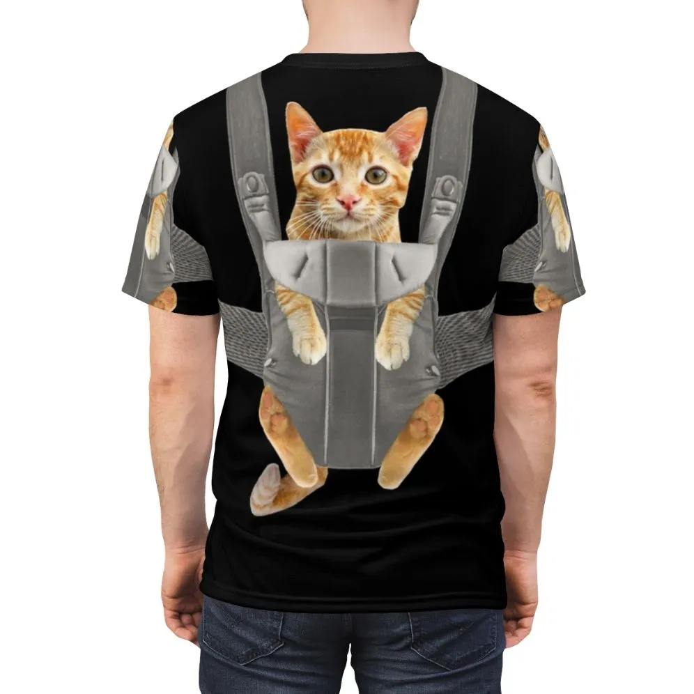 Adorable Orange Cat in Baby Carrier T-shirt - Monty the Cat