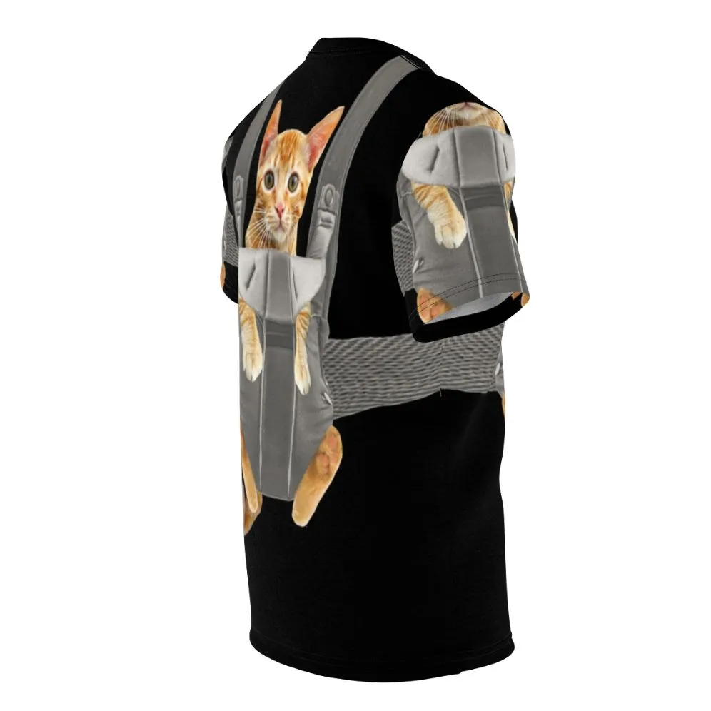 Adorable Orange Cat in Baby Carrier T-shirt - Monty the Cat