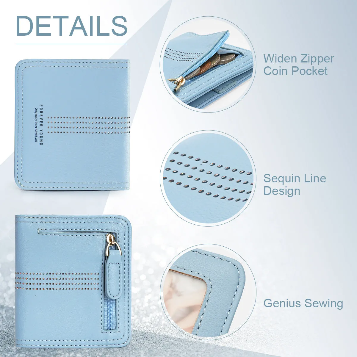 APHISON Slim RFID Small Womens Wallet - 125 Blue