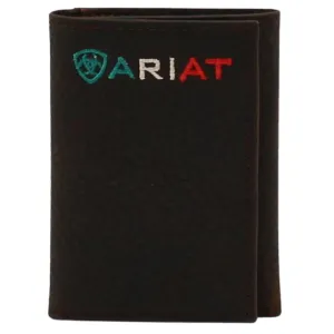 Ariat Logo Mexico Brown Rowdy Trifold Wallet A35508282