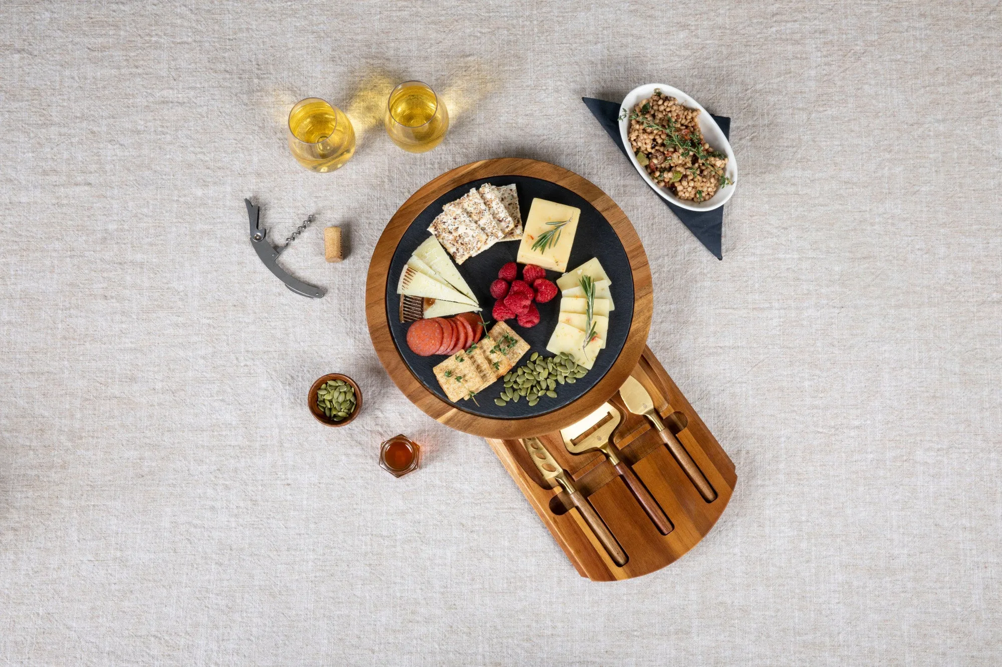 Arizona Cardinals - Insignia Acacia and Slate Serving Board with Cheese Tools