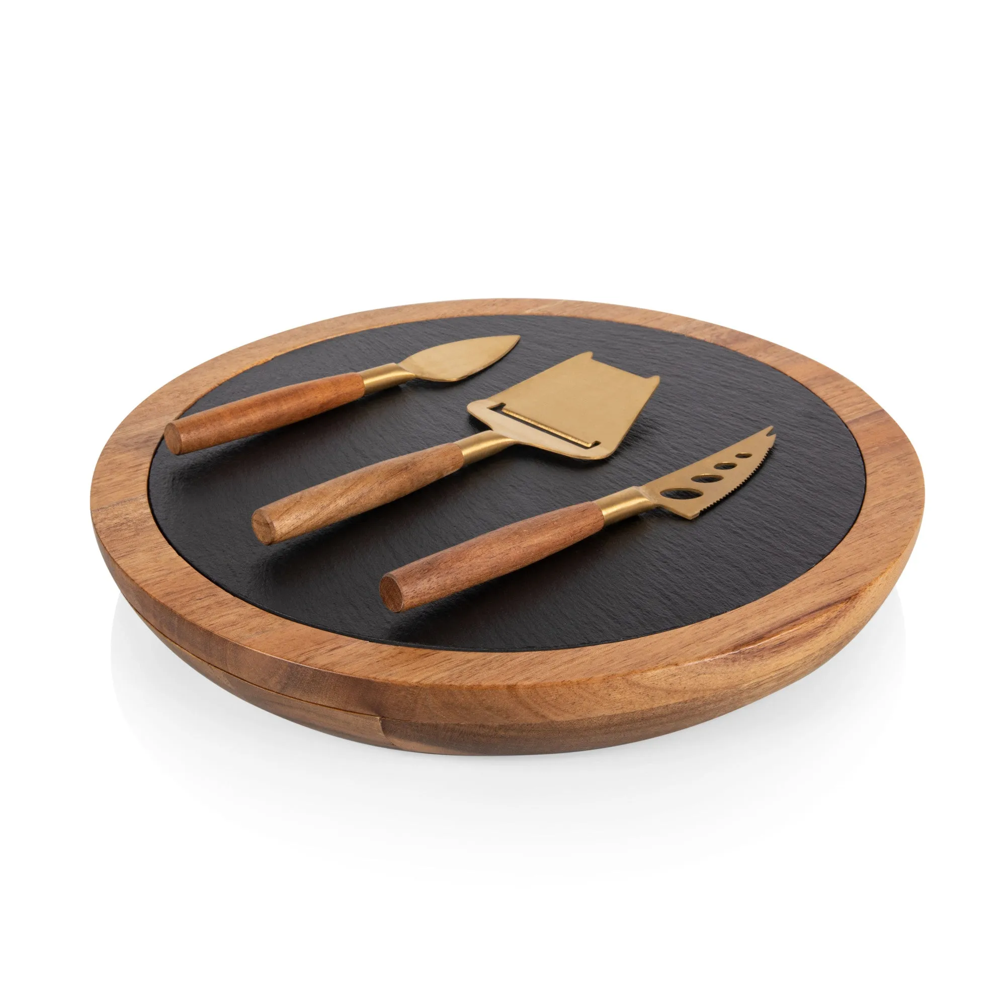 Atlanta Braves - Insignia Acacia and Slate Serving Board with Cheese Tools