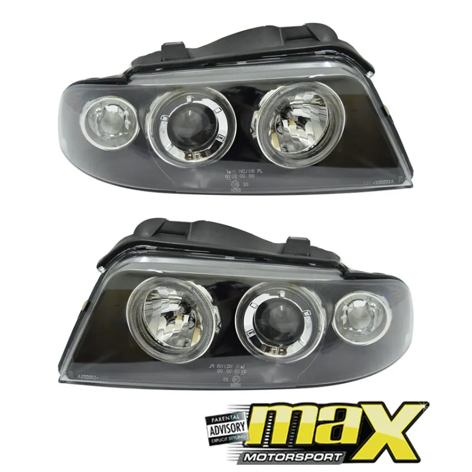 Audi A4 Angel Eye Headlights With Projector 2001-03 (Black)