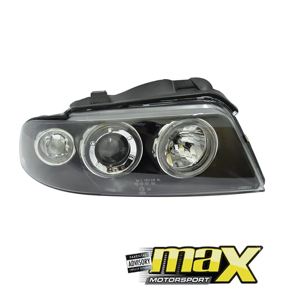 Audi A4 Angel Eye Headlights With Projector 2001-03 (Black)