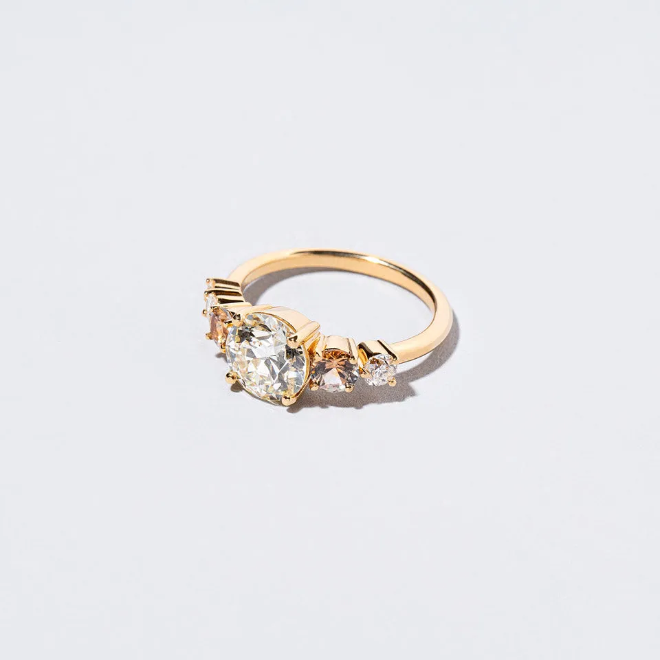 Auriga Ring - White Diamond & Peach Sapphire