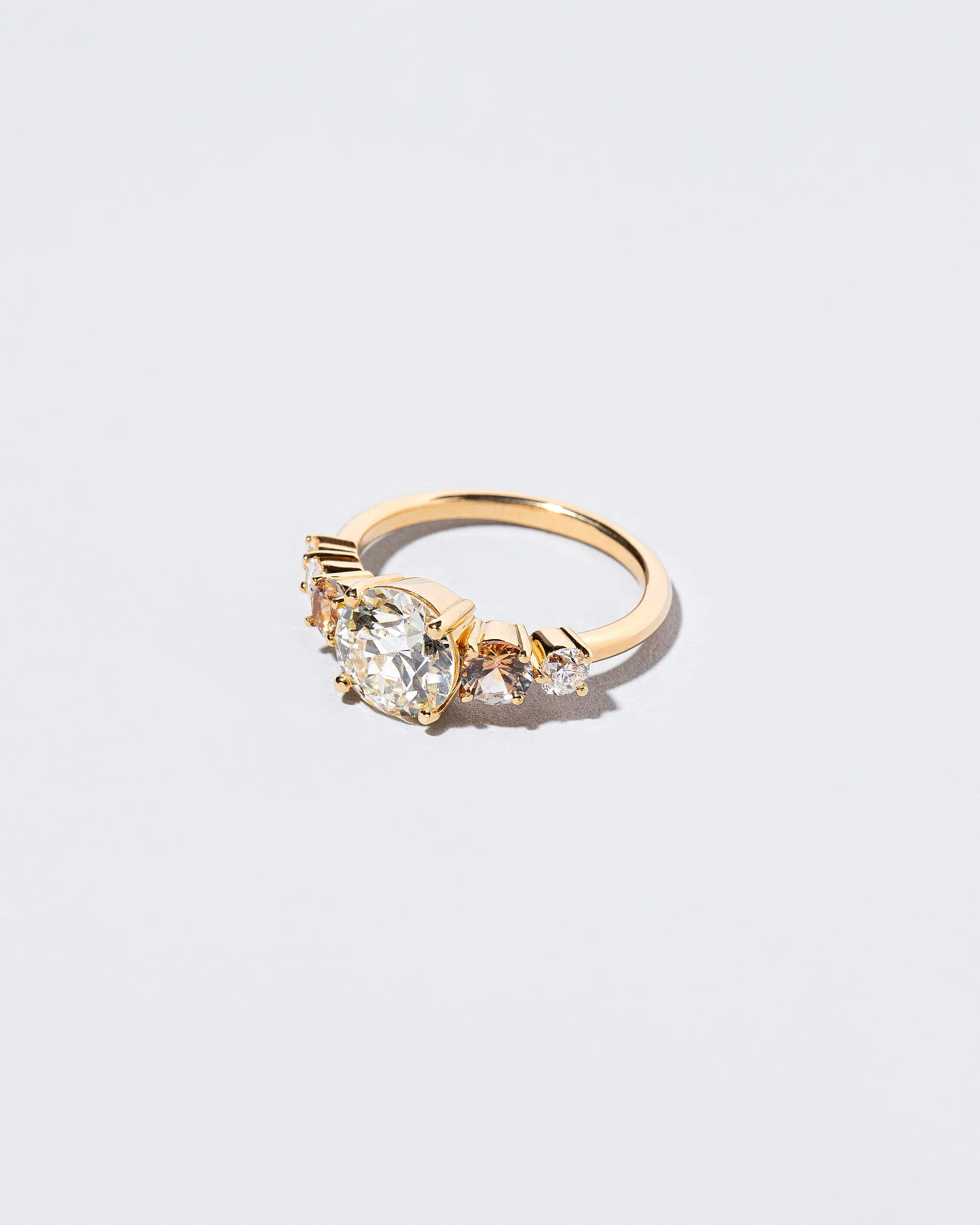 Auriga Ring - White Diamond & Peach Sapphire