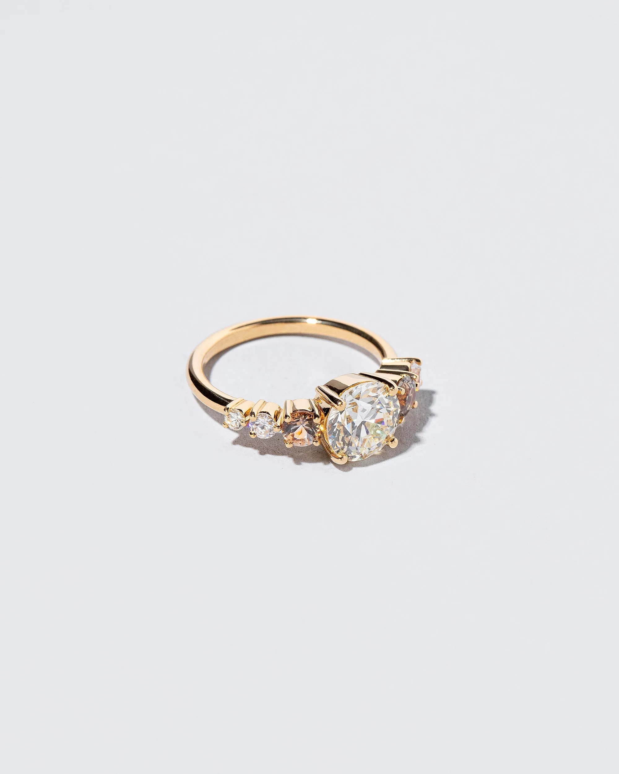 Auriga Ring - White Diamond & Peach Sapphire