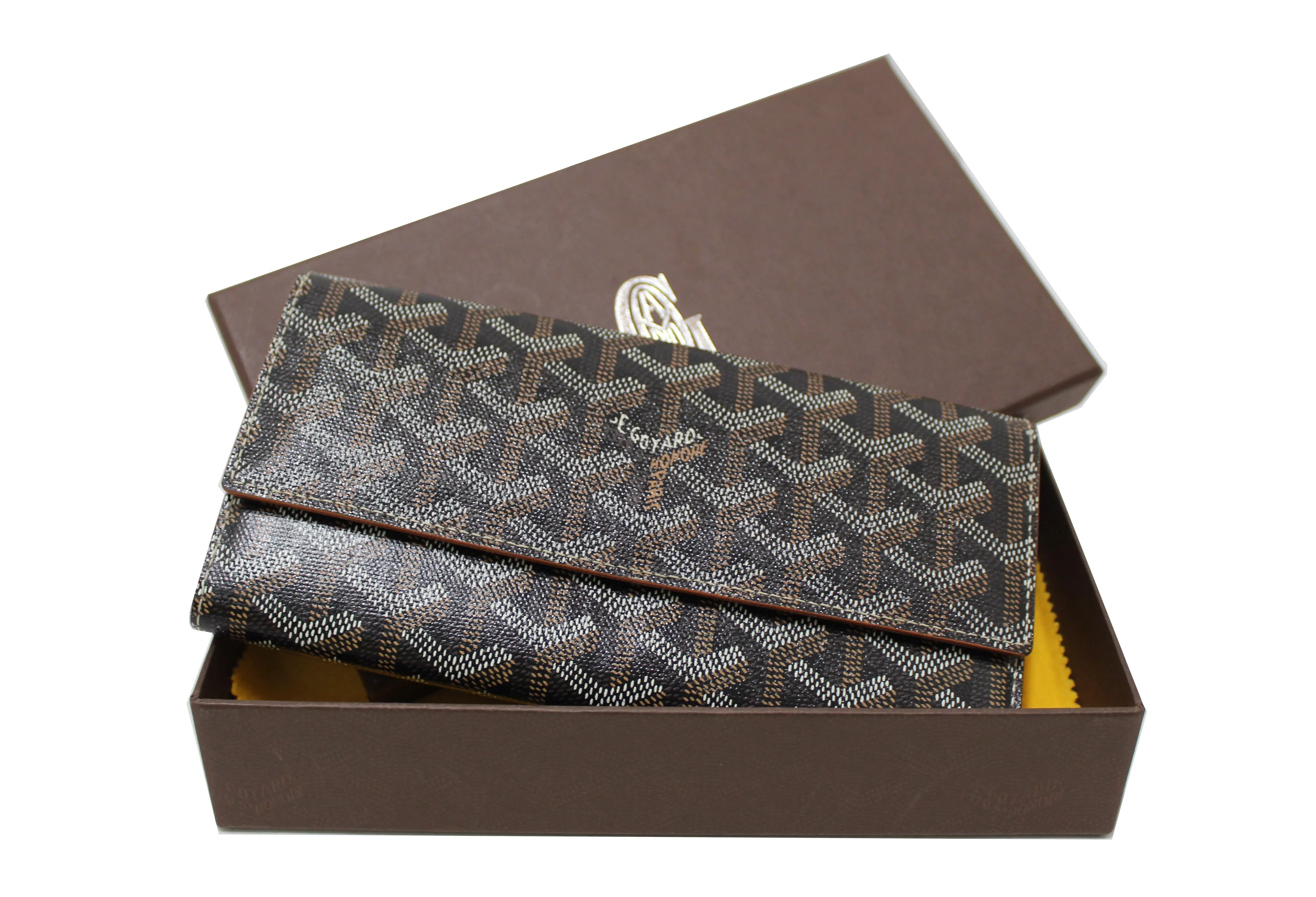 Authentic Goyard Black Goyardine Canvas Varenne Long Wallet