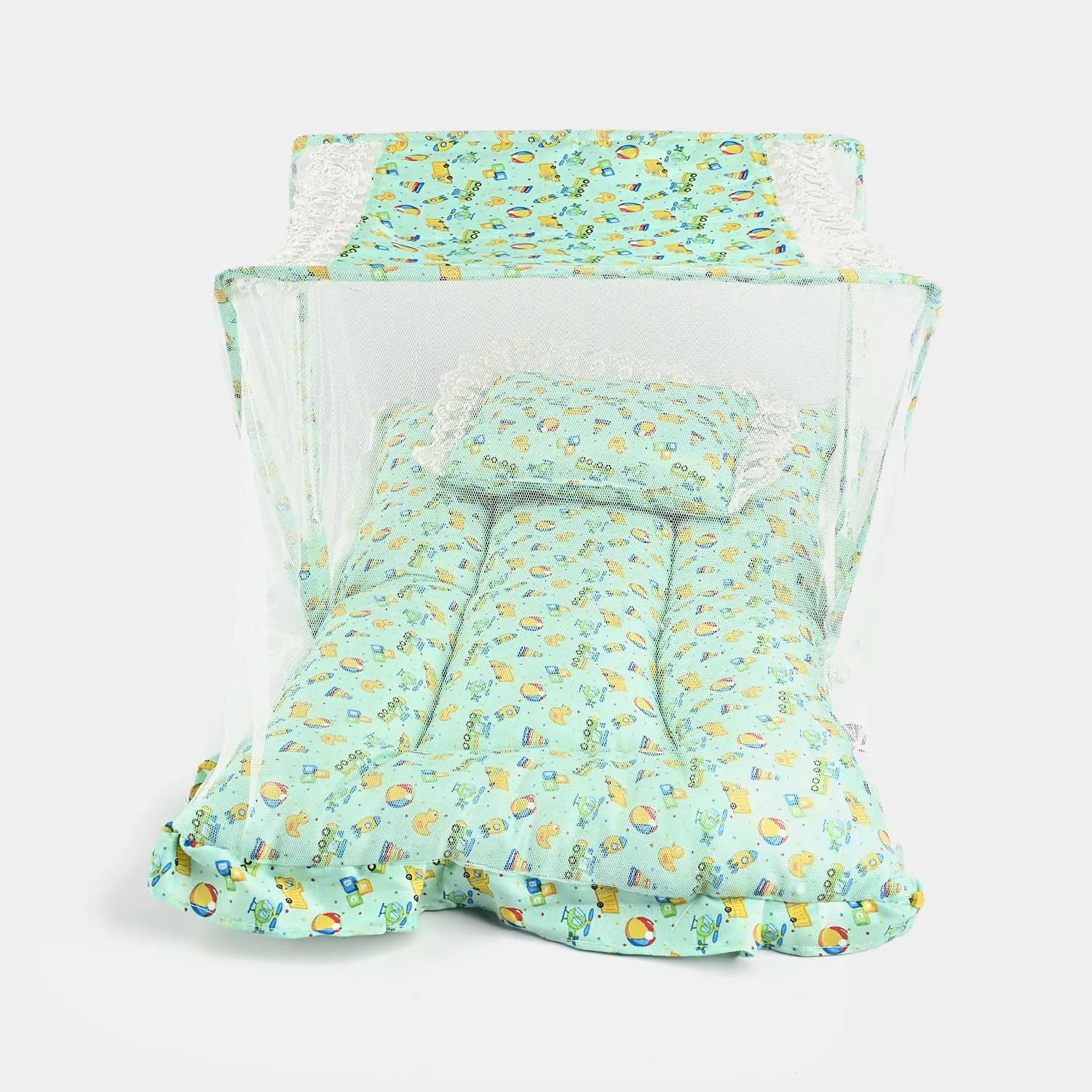 Baby Care Square Bed With Net | Green