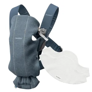 Baby Carrier Mini, 3D jersey, Dove blue   2pk Bib