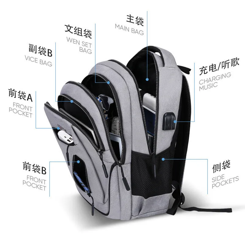 Backpack Men's Large Capacity Backpack Rechargeable USB Business Computer Bag Casual Backpack Early High School Student Schoolbag