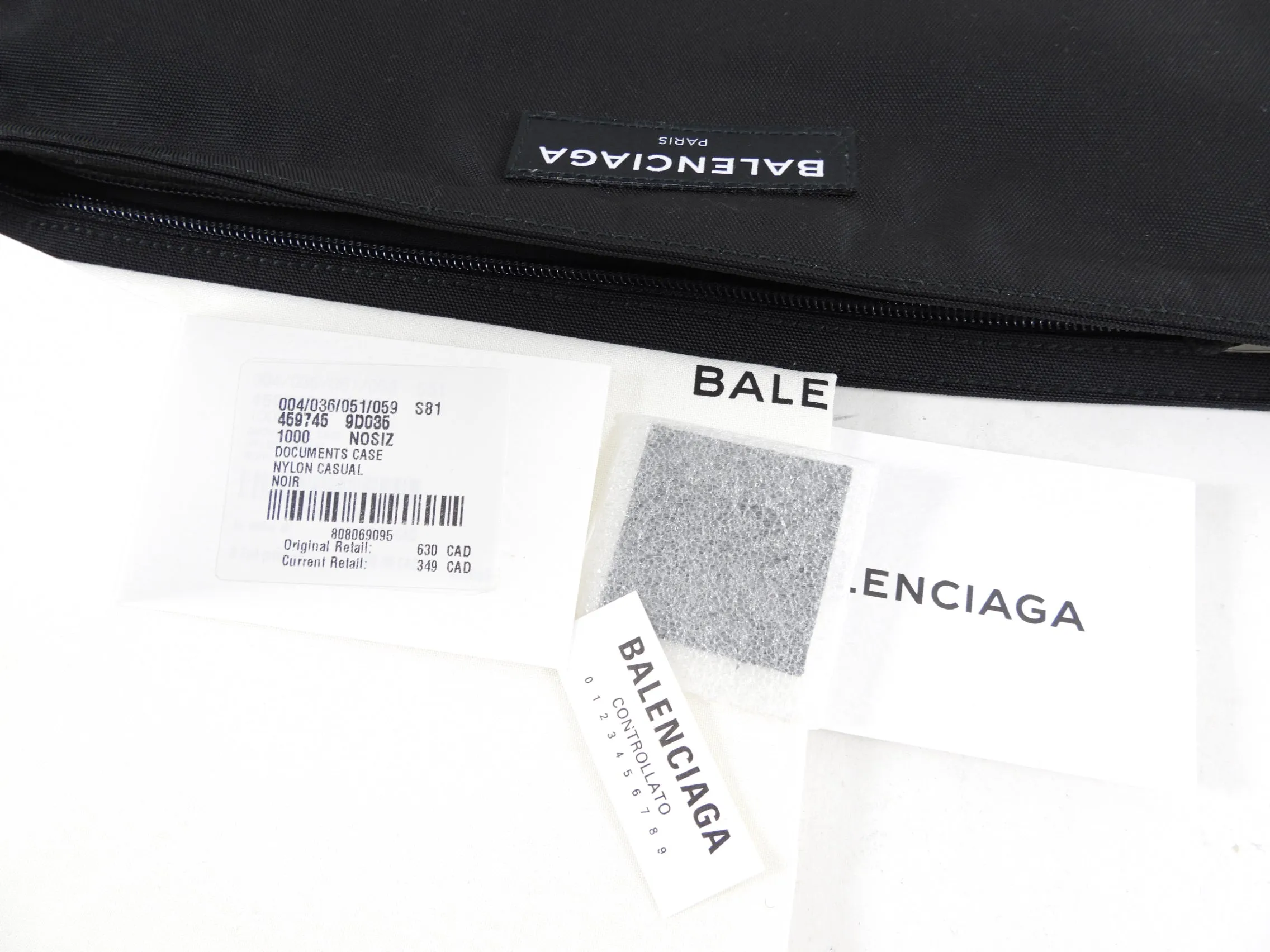 Balenciaga Black Nylon Zip Clutch Pouch Bag