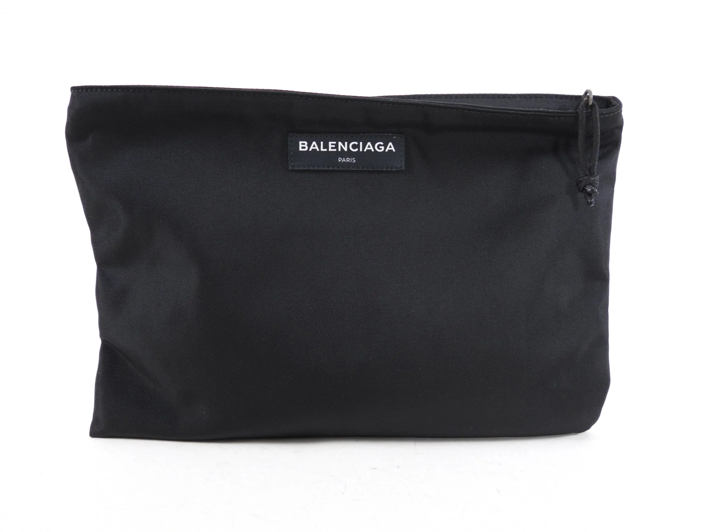 Balenciaga Black Nylon Zip Clutch Pouch Bag