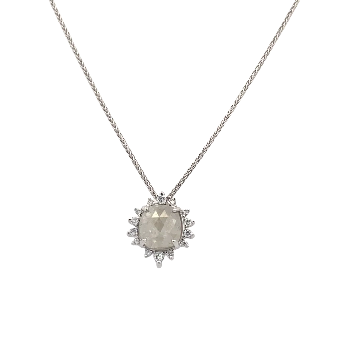 Beeghly & Co. White Gold Halo Diamond Pendant