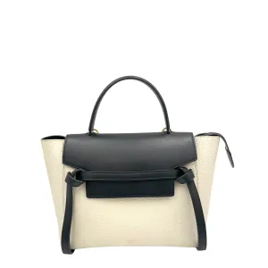 Belt Top Handle Bag Mini White in Calfskin, Gold hardware