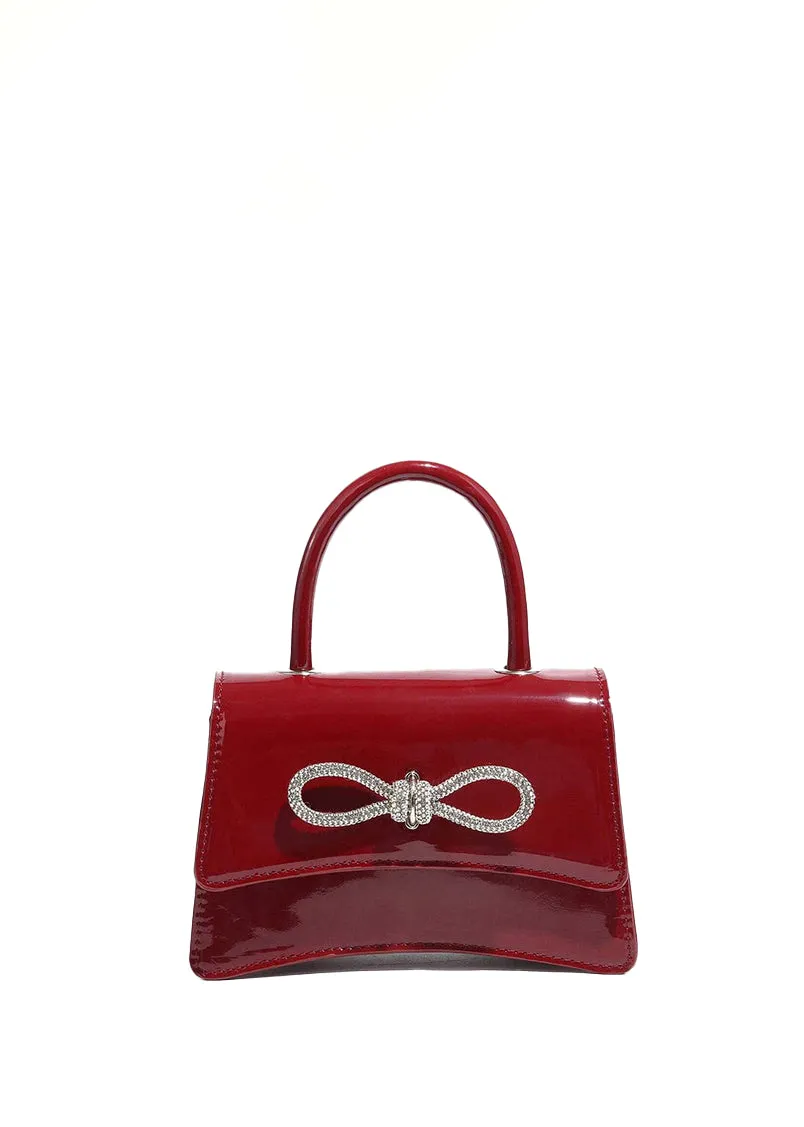 Billie Mini Bow Bag Patent Burgundy