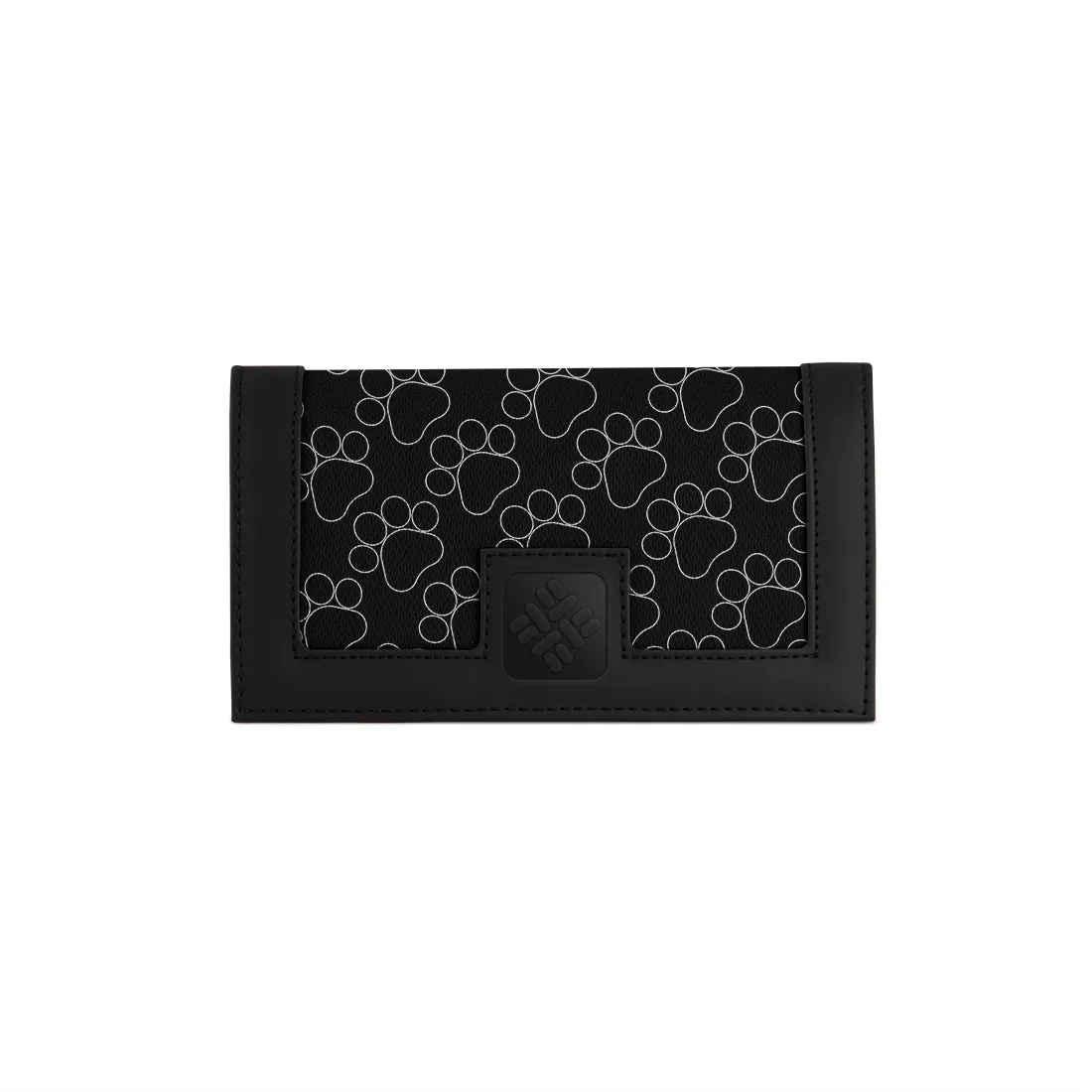 Black Sleek Elegance Fold Wallet with Whimsical Paw Print Pattern