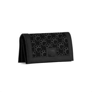 Black Sleek Elegance Fold Wallet with Whimsical Paw Print Pattern