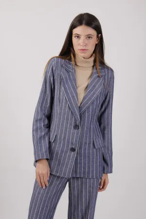 BLUE PINSTRIPED CHIC BLAZER