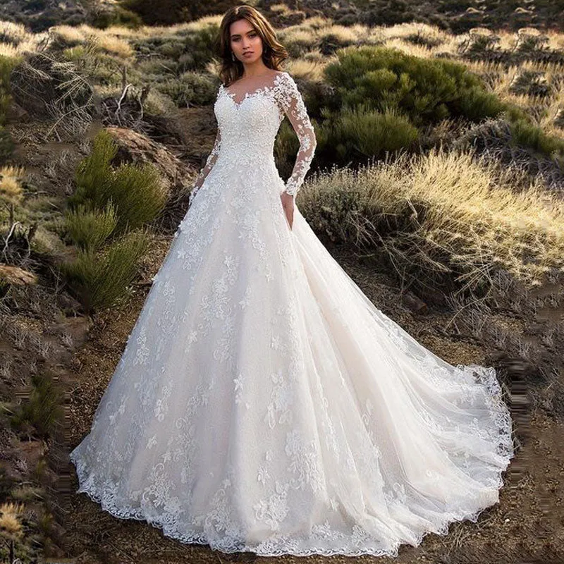 Bohemian Chic Wedding Guest Dress Long Sleeve off-Shoulder Bridal Wedding Dress