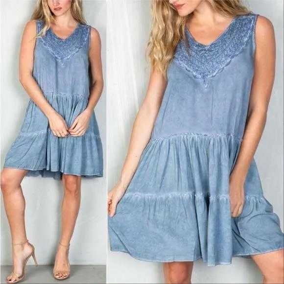 Boho Blue Shift Dress