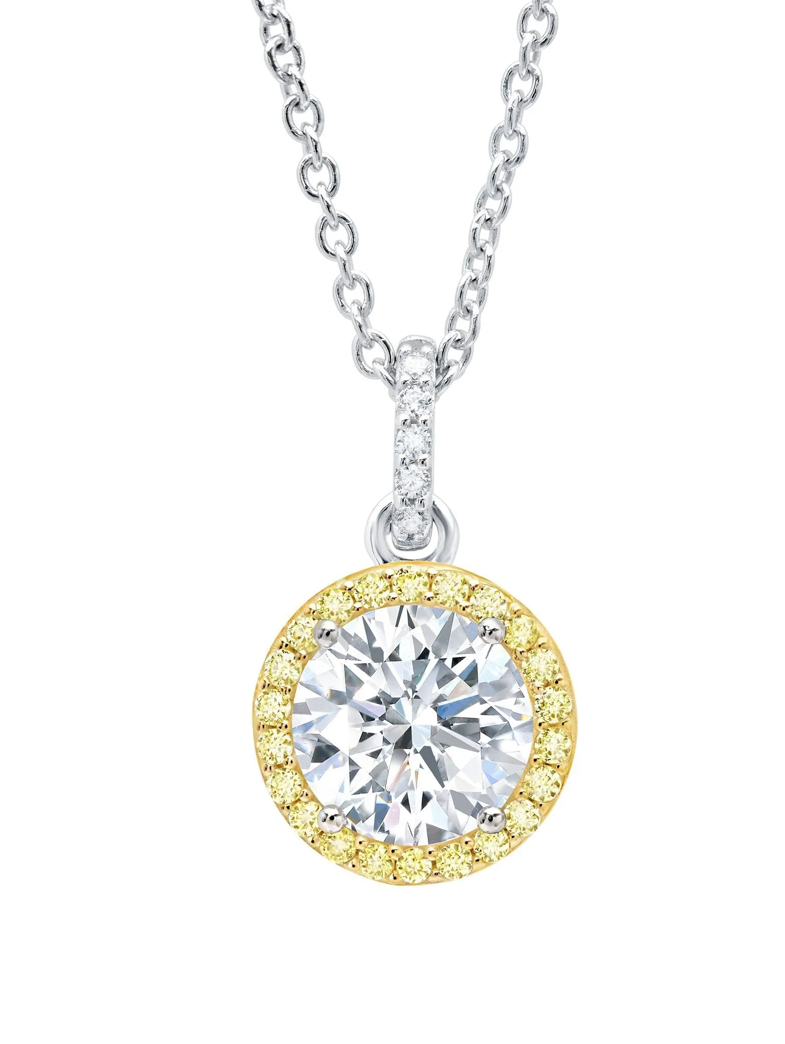 Brilliant Cut Fiore Canary Halo Pendant Sale