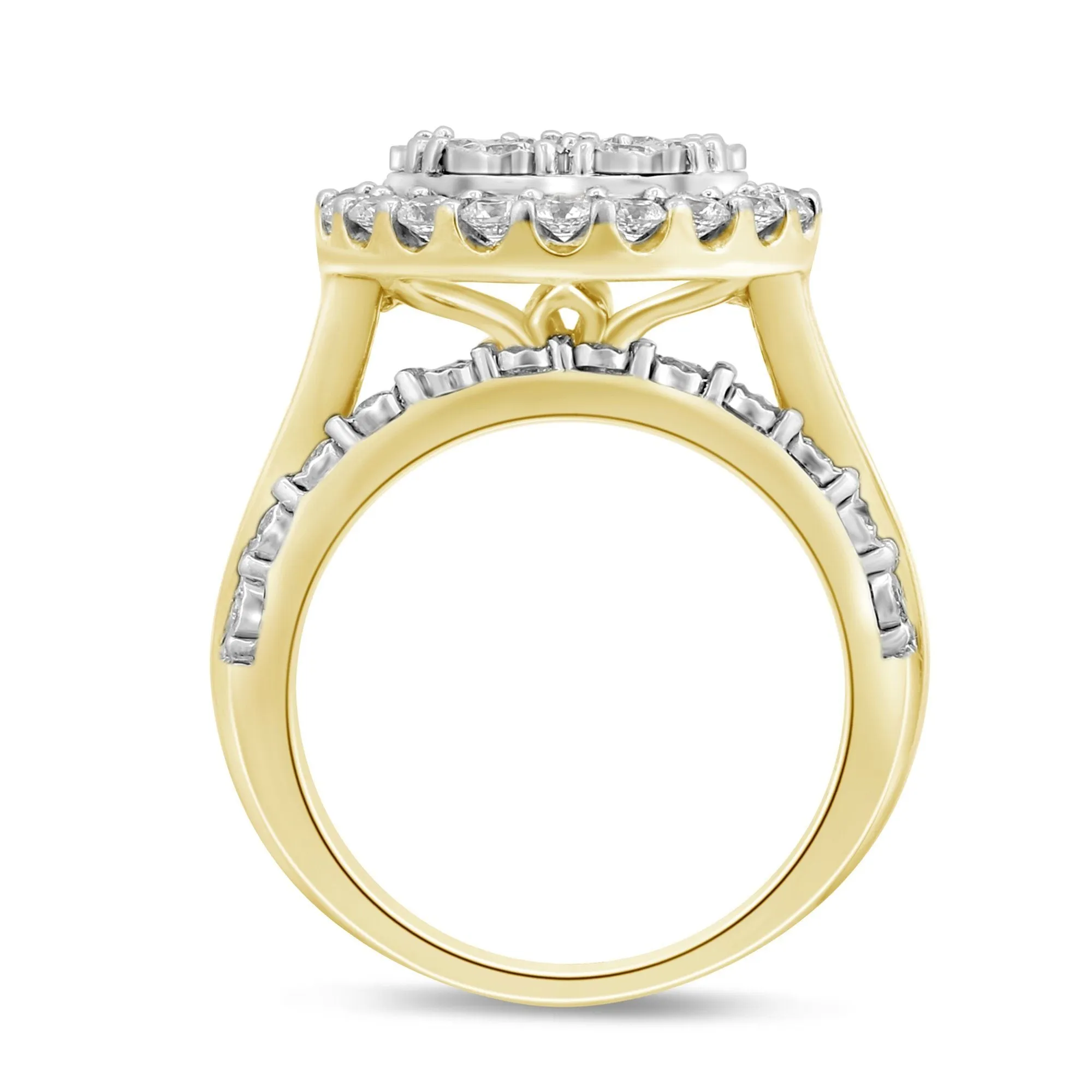 Brilliant Miracle Cluster Halo Ring with 2.00ct of Diamonds in 9ct Yellow Gold