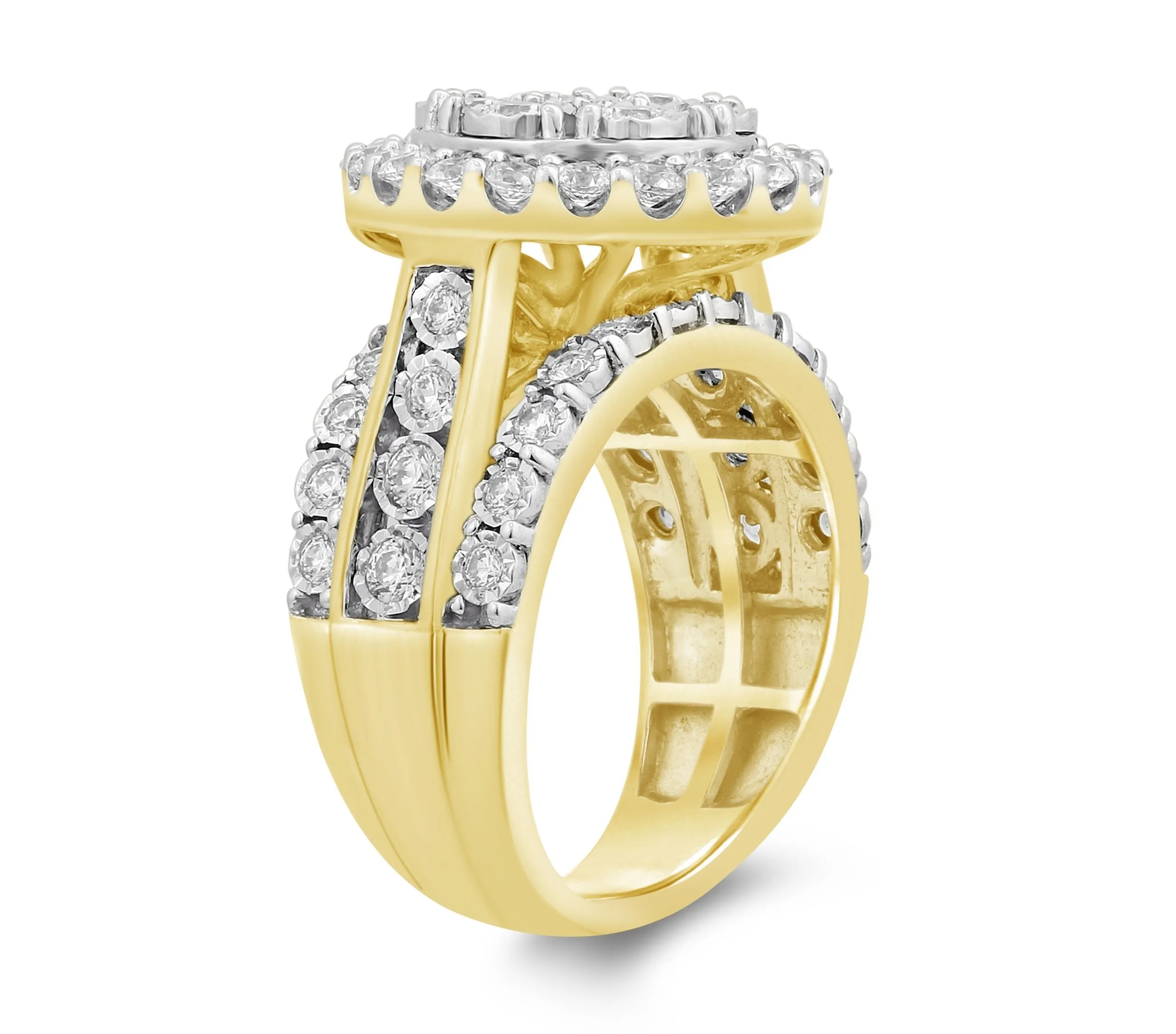 Brilliant Miracle Cluster Halo Ring with 2.00ct of Diamonds in 9ct Yellow Gold