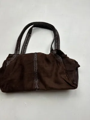 Brown suede besace shoulder bag