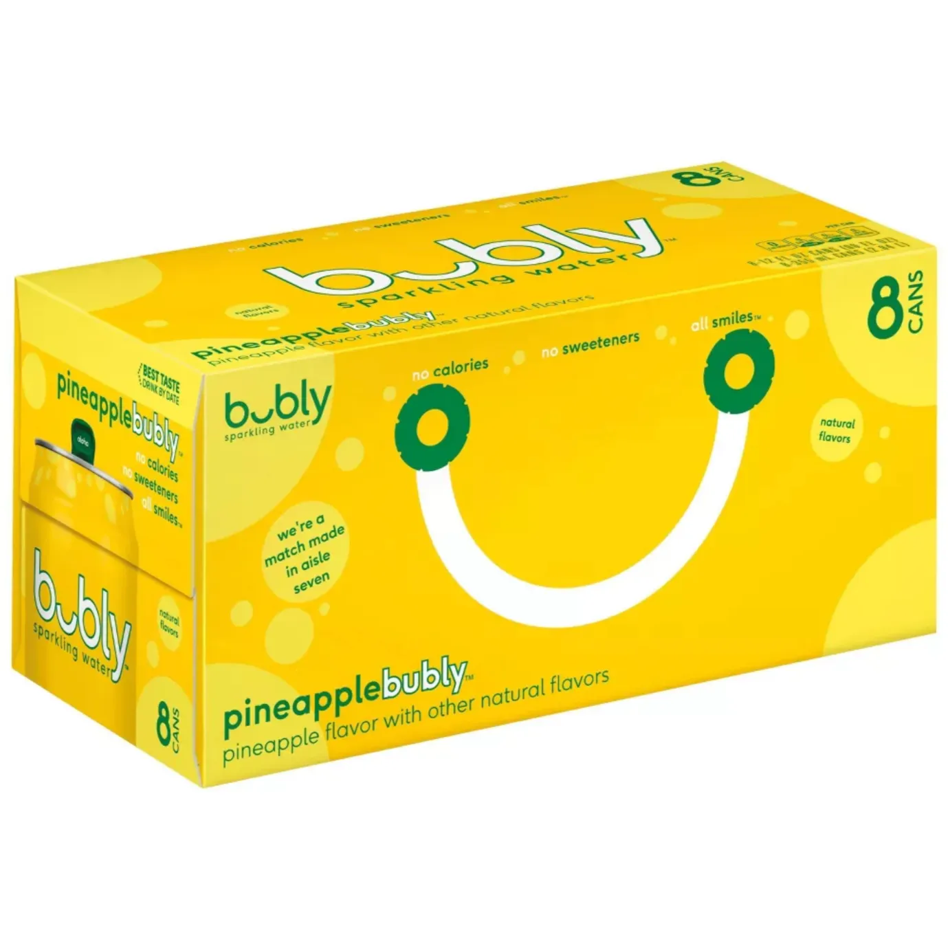 bubly Pineapple Sparkling Water 12 fl oz, 8 Ct