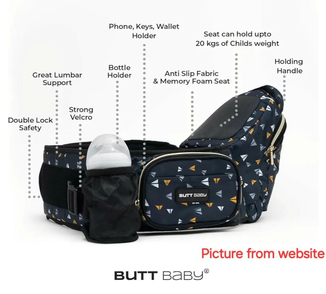 BUTT BABY Carrier Airplanes with Hip Seat & Inbuilt Diaper Bag