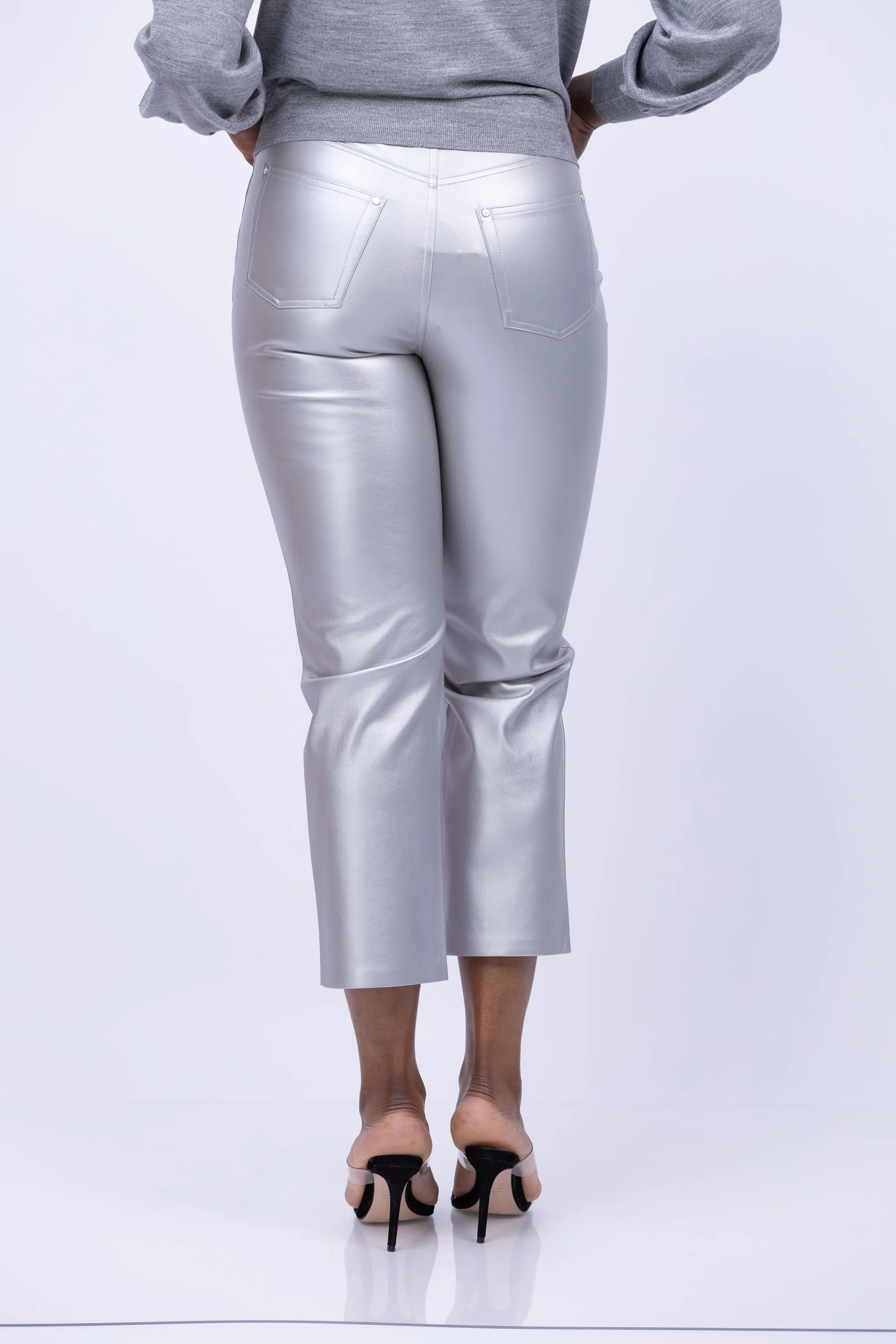 Cami NYC Hanie Vegan Leather Pant in Silver